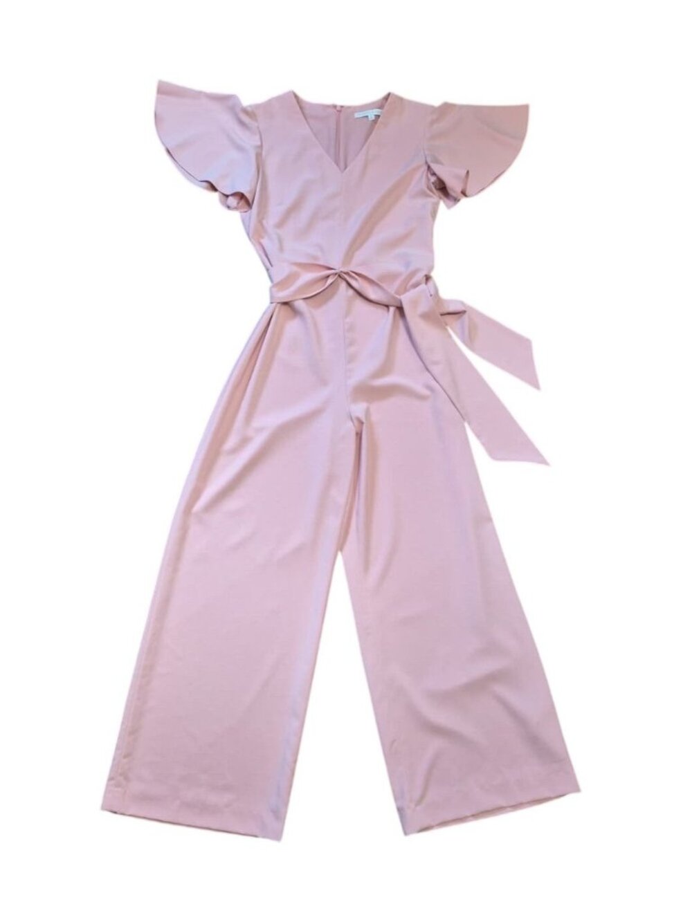 Preston & York Pink Jumpsuit Flutter Sleeve Tie Waist Wide Leg Size 8.